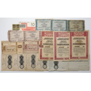 Obligacje 1946 i 1951, cegiełki i weksle - zestaw (17szt)