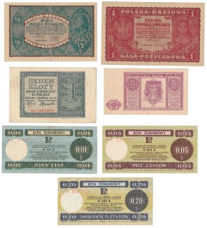 Série de billets de banque polonais 1919-1979 dont PEWEX (7pc)
