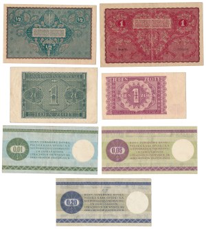 Série de billets de banque polonais 1919-1979 dont PEWEX (7pc)