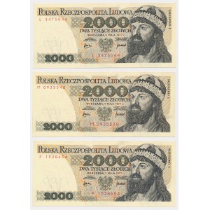 2.000 zł 1977 - L, M, P - zestaw (3szt)