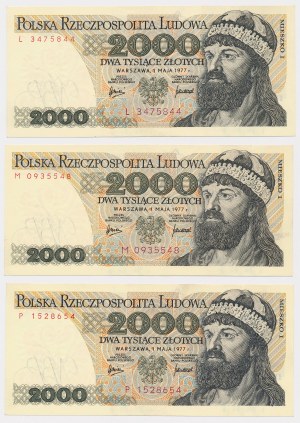 PLN 2,000 1977 - L, M, P - set (3pcs)