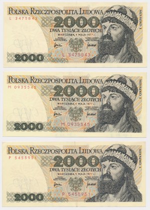 PLN 2,000 1977 - L, M, P - set (3pcs)