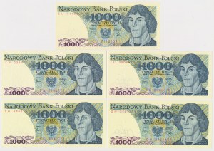 PLN 1,000 1982 - Série MIX - set (5pcs)