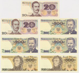 20, 200 et 500 PLN 1982-1988 - set (7pcs)