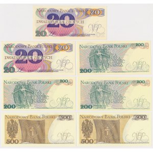 20, 200 et 500 PLN 1982-1988 - set (7pcs)