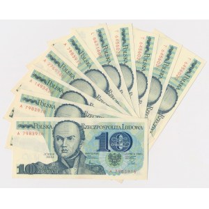 10 zł 1982 - A, L, T - zestaw (10szt)