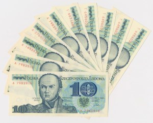 10 zł 1982 - A, L, T - zestaw (10szt)