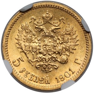 Rosja, Mikołaj II, 5 rubli 1901 FZ, Petersburg