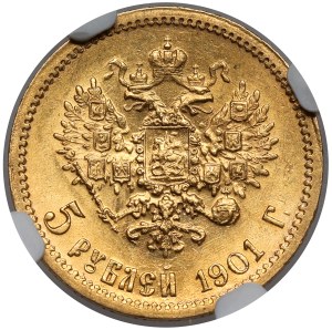 Russie, Nicolas II, 5 roubles 1901 FZ, Saint-Pétersbourg