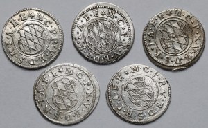 Allemagne, 2 krajcars (17ème siècle) - set (5pc)