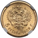 Rosja, Mikołaj II, 5 rubli 1902 AP, Petersburg