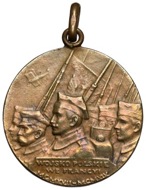 General Jozef Haller 1919 medal - small, with ear piece