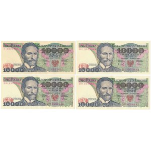 10.000 zł 1987-1988 - T, DE, DM - zestaw (4szt)