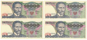 PLN 10,000 1987-1988 - T, DE, DM - set (4pc)