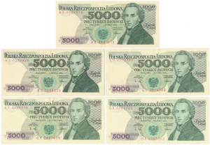 PLN 5,000 1986-1988 - set (5pc)