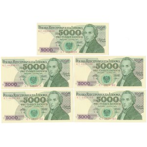 5.000 zł 1986-1988 - CT - zestaw (5szt)