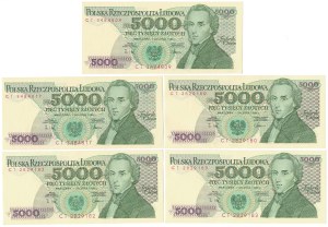 PLN 5,000 1986-1988 - CT - set (5pcs)