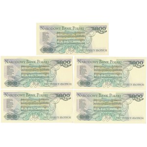 5.000 zł 1986-1988 - CT - zestaw (5szt)