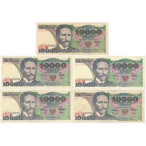 10.000 zł 1988 - zestaw (5szt)