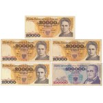 Zestaw 20.000 i 100.000 zł 1989-1990, w tym rzadsze (5szt)