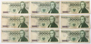 5,000 zl 1982 - single letter series - set (9pcs)