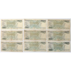 5.000 zł 1982 - serie jednoliterowe - zestaw (9szt)