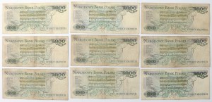 5,000 zl 1982 - single letter series - set (9pcs)