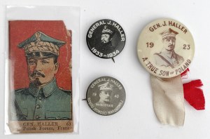 Gen. Jozef Haller, Pin and photo - set (4pcs)