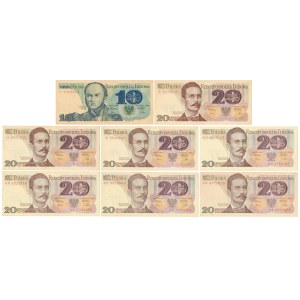 Zestaw 10 i 20 zł 1982 - różne serie (8szt)