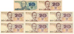Set of 10 and 20 zl 1982 - different series (8pcs)