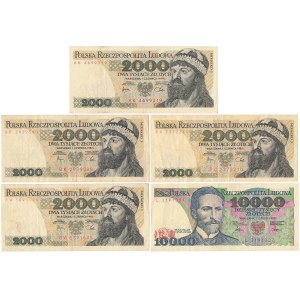 Zestaw 2.000 i 10.000 zł 1979-1987 (5szt)