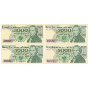 5.000 zł 1988 - CP, CZ, DY, EA - zestaw (4szt)