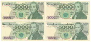 PLN 5,000 1988 - CP, CZ, DY, EA - set (4 pcs)