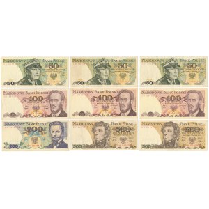 Zestaw 10 - 500 zł 1976-1982 - rzadsze lata (9szt)