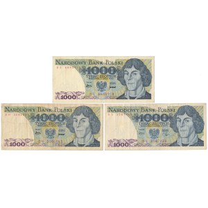 1.000 zł 1975-1979 - BE, BH, BS - zestaw (3szt)