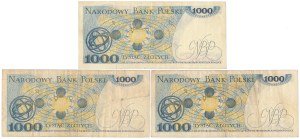 PLN 1,000 1975-1979 - BE, BH, BS - set (3 pcs)
