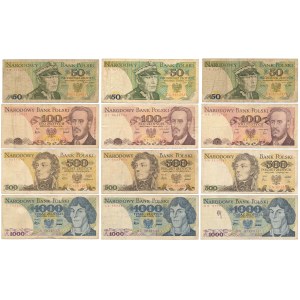 Zestaw 50 - 1.000 zł 1974-1982 - rzadsze serie (12szt)