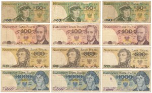 Lot de 50 - 1.000 zlotys 1974-1982 - série plus rare (12pcs)