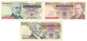 500,000, 1 and 2 million 1992-1993 - set (3pc)