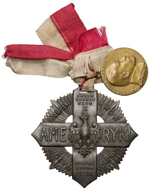 II RP, Croix des soldats polonais d'Amérique + Médaille 1919 - Jenerał Józef Haller - set (2pcs)