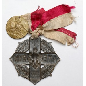 II RP, Krzyż Żołnierzy Polskich z Ameryki + Medal 1919 - Jenerał Józef Haller - zestaw (2szt)