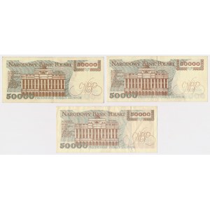 50.000 zł 1989-1993 - K, AD, B - zestaw (3szt)