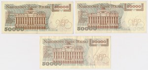 50 000 PLN 1989-1993 - K, AD, B - set (3pc)