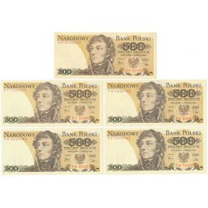 500 zł 1982 - DM, ET, FH, FN - zestaw (5szt)