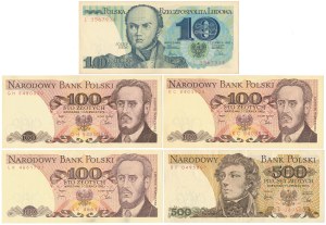 Jeu de 10, 100 et 500 zlotys 1979-1982 (5pcs)
