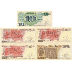 Zestaw 10, 100 i 500 zł 1979-1982 (5szt)