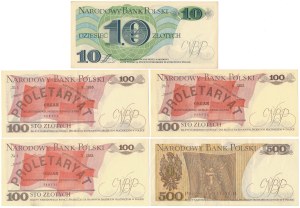 Jeu de 10, 100 et 500 zlotys 1979-1982 (5pcs)