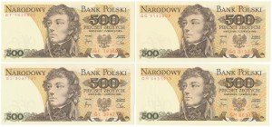 500 PLN 1982 - GF, GG, GL, GM - set (4 pcs)