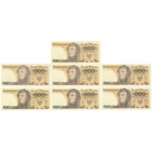 500 zł 1982 - różne serie - zestaw (7szt)