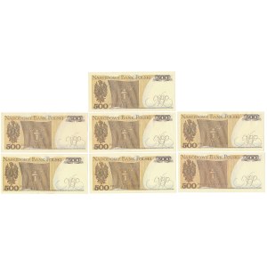 500 zł 1982 - różne serie - zestaw (7szt)